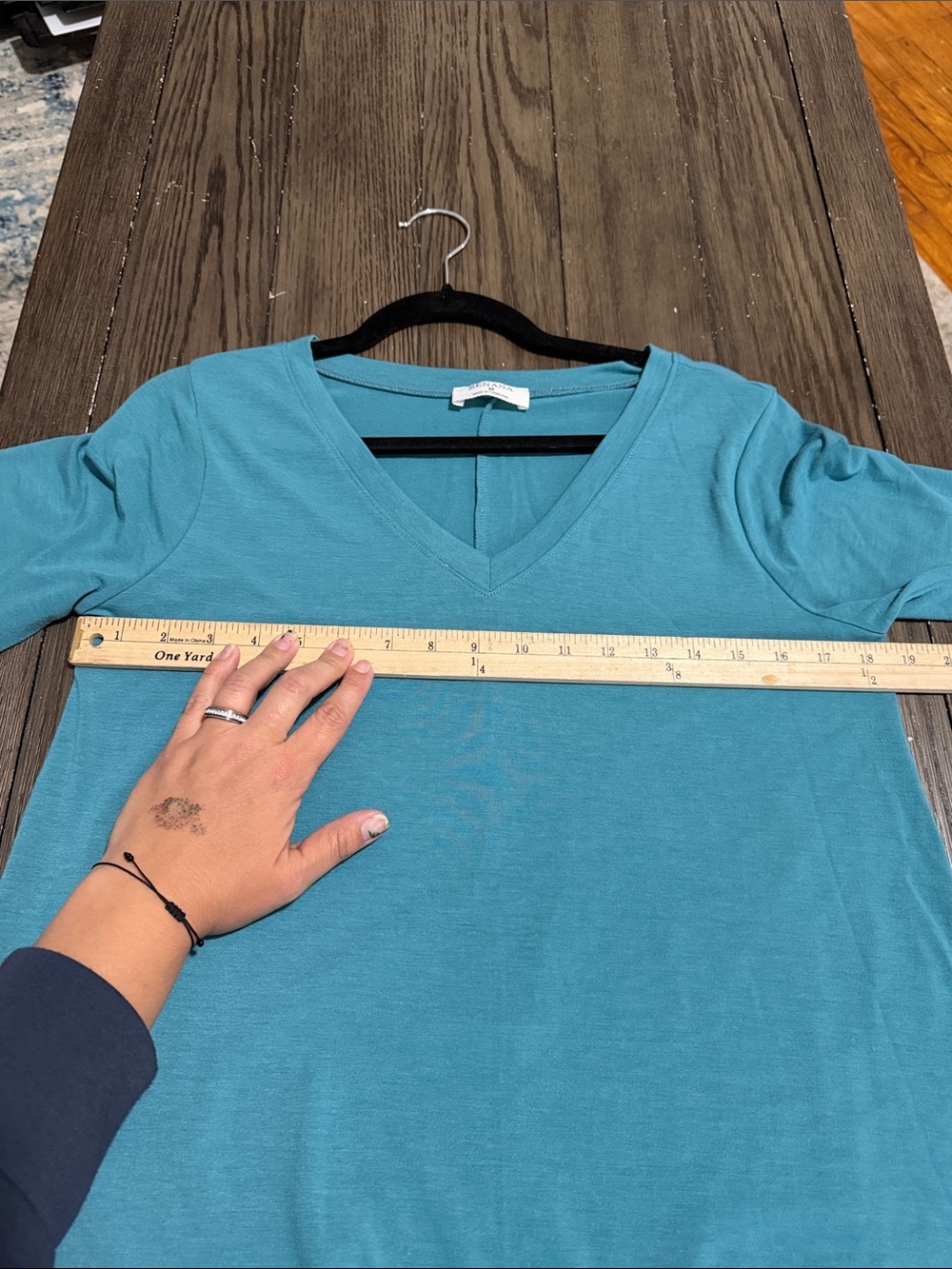 Zenana Outfitters Teal V-Neck Short Sleeve Top - Picture 9 of 9
